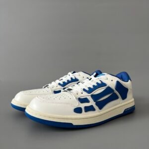 AuroraCustom Amiri Skel Top Low Series Sneakers (Royal Cobalt Blue & Tonal Blue Bone Applique Edition)