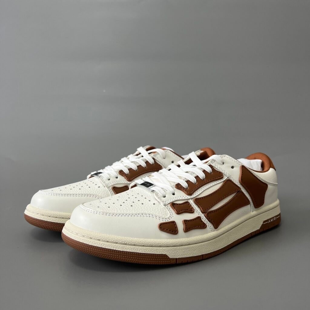 AuroraCustom Amiri Skel Top Low Series Sneakers (Rich Roasted Chestnut Brown & Tonal Brown Bone Applique Edition)