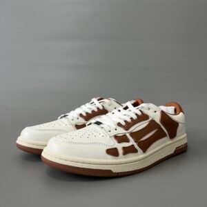 AuroraCustom Amiri Skel Top Low Series Sneakers (Rich Roasted Chestnut Brown & Tonal Brown Bone Applique Edition)