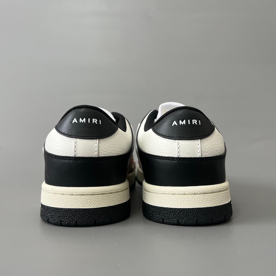 AuroraCustom Amiri Skel Top Low Series Sneakers (Reverse Panda Black Toe & Multi-Color Alchemist Flame Art Applique Edition) - Image 5