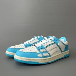 AuroraCustom Amiri Skel Top Low Series Sneakers (University UNC Sky Blue & Pristine White Bone Applique Edition)