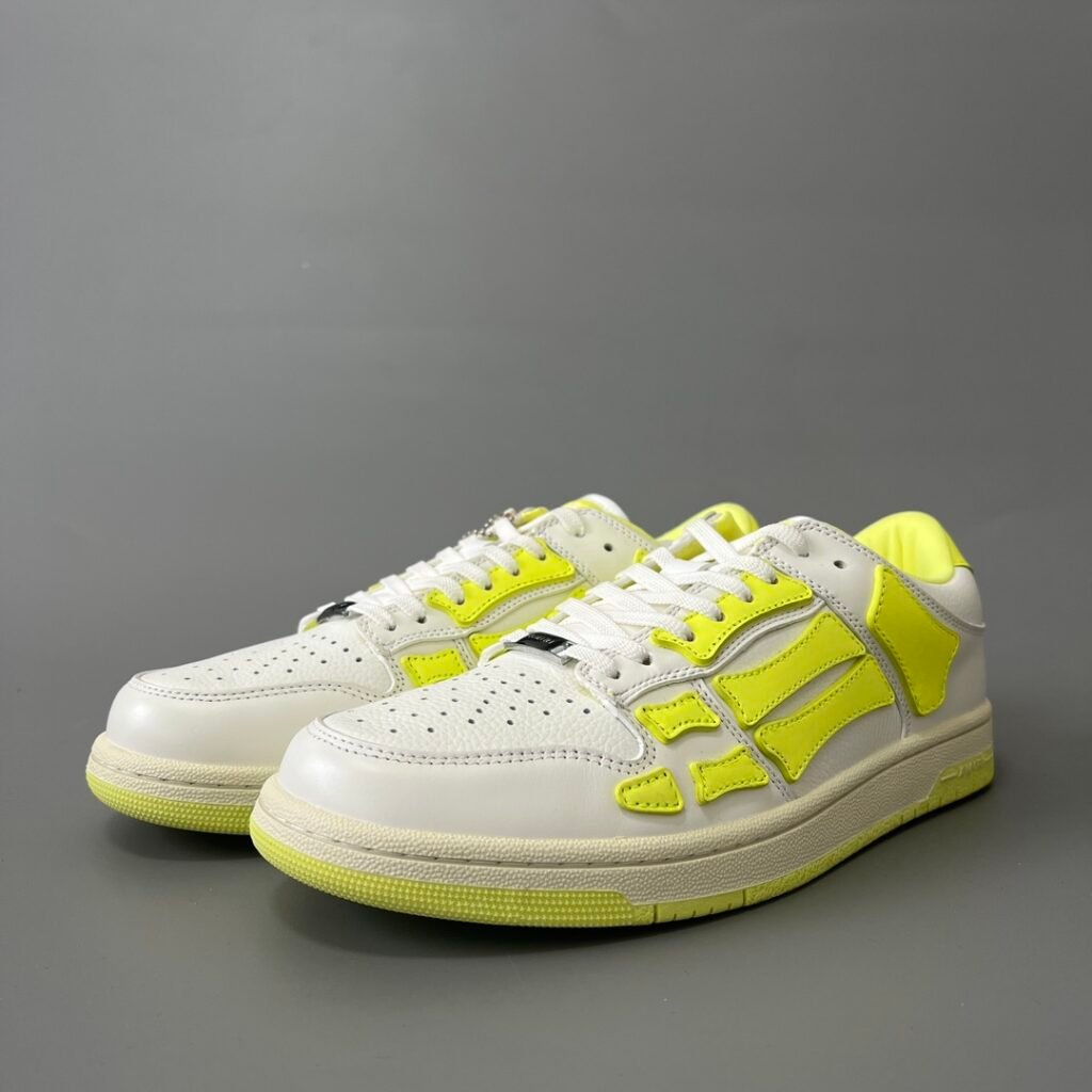 AuroraCustom Amiri Skel Top Low Series Sneakers (Neon Electric Lime & Tonal Volt Green Bone Applique Edition)
