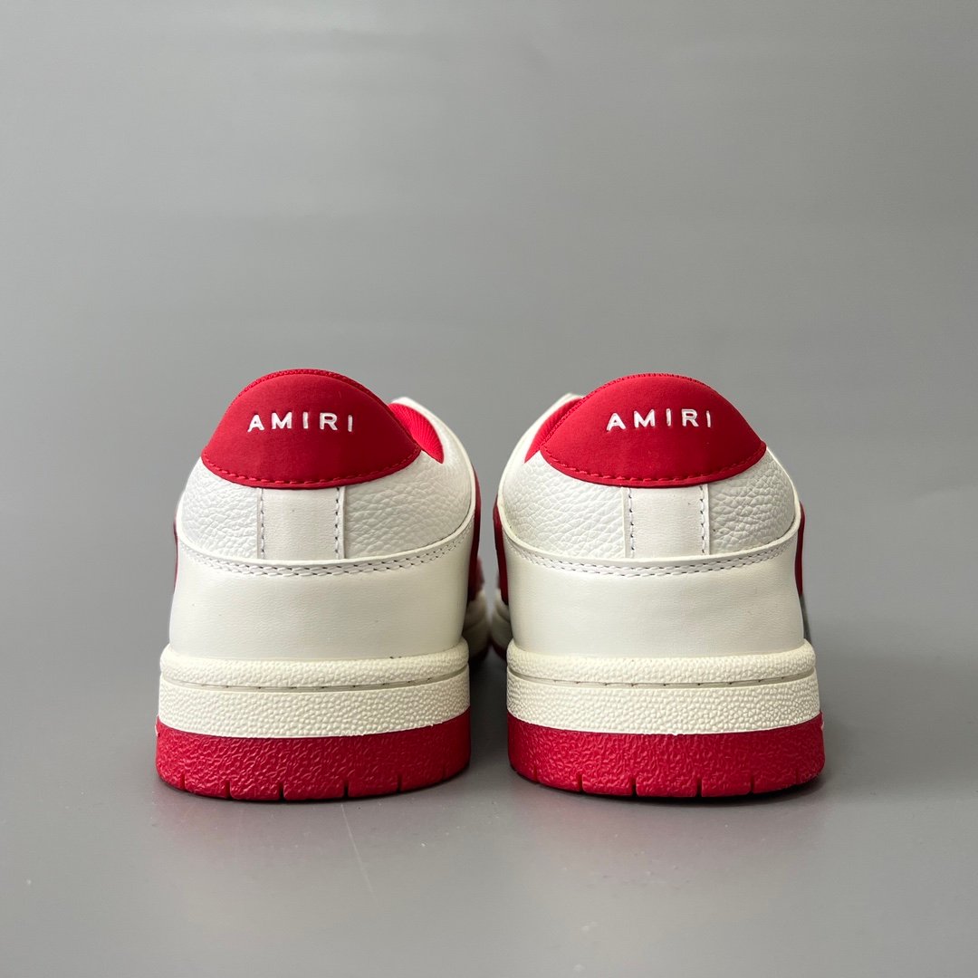 AuroraCustom Amiri Skel Top Low Series Sneakers (Varsity Crimson Red & Tonal Red Bone Applique Edition) - Image 5
