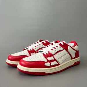 AuroraCustom Amiri Skel Top Low Series Sneakers (Varsity Crimson Red & Pristine White Bone Applique Edition)