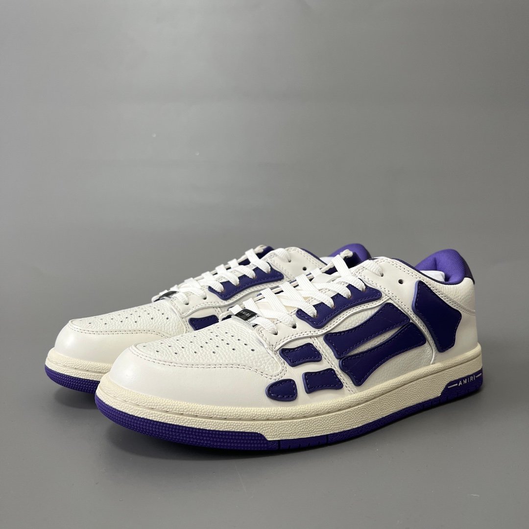 AuroraCustom Amiri Skel Top Low Series Sneakers (Deep Court Purple & Tonal Purple Bone Applique Edition)