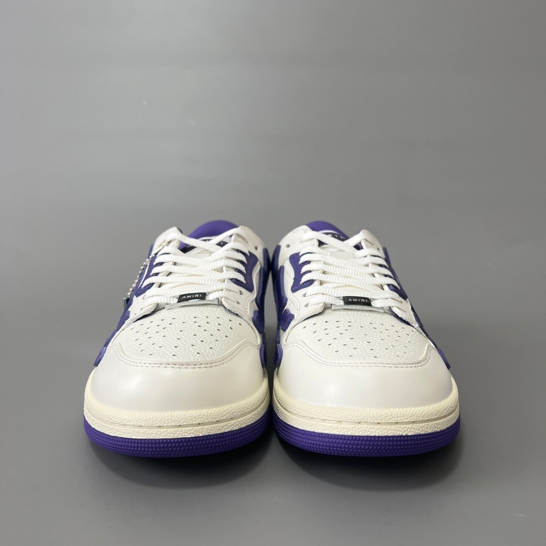 AuroraCustom Amiri Skel Top Low Series Sneakers (Deep Court Purple & Tonal Purple Bone Applique Edition) - Image 2