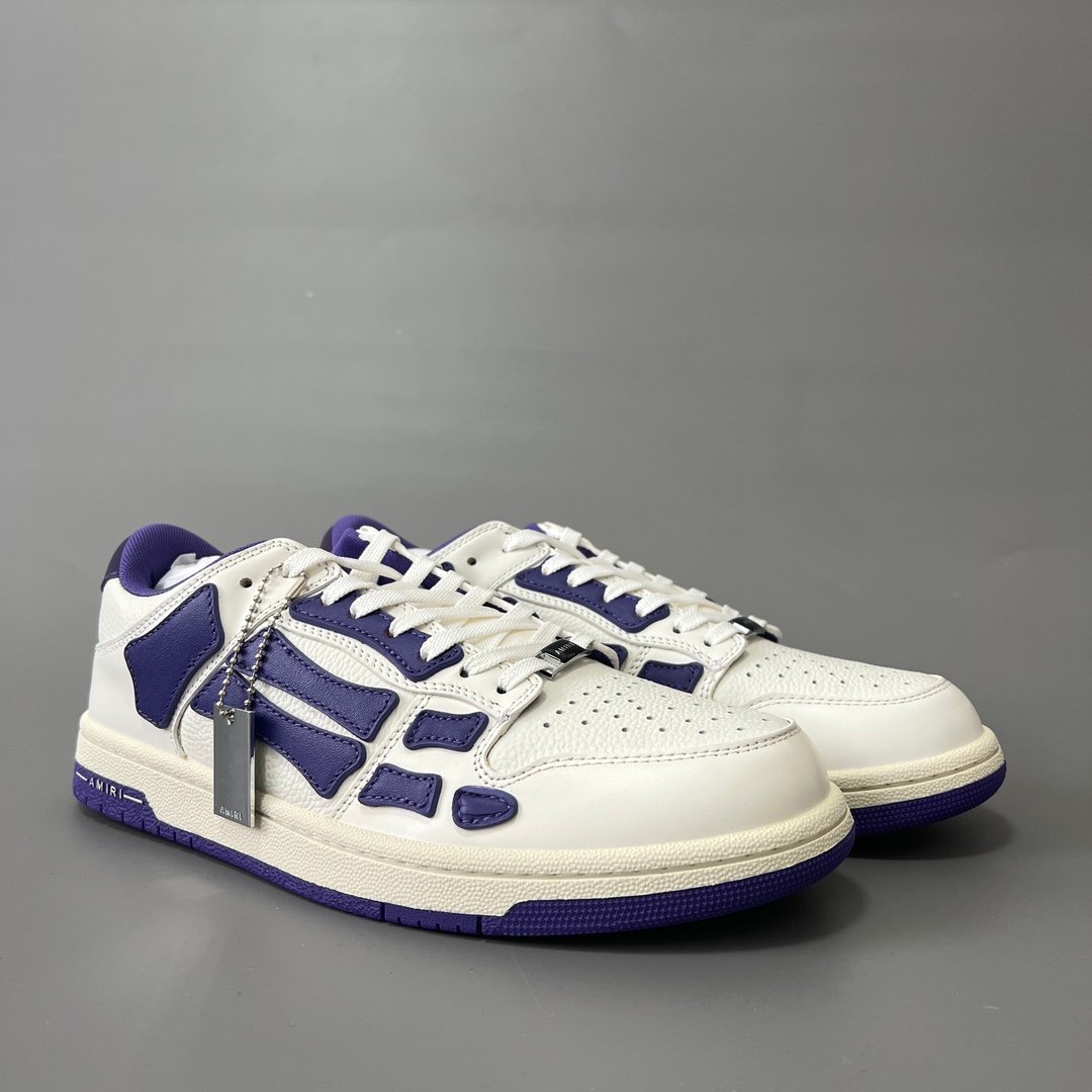 AuroraCustom Amiri Skel Top Low Series Sneakers (Deep Court Purple & Tonal Purple Bone Applique Edition) - Image 3