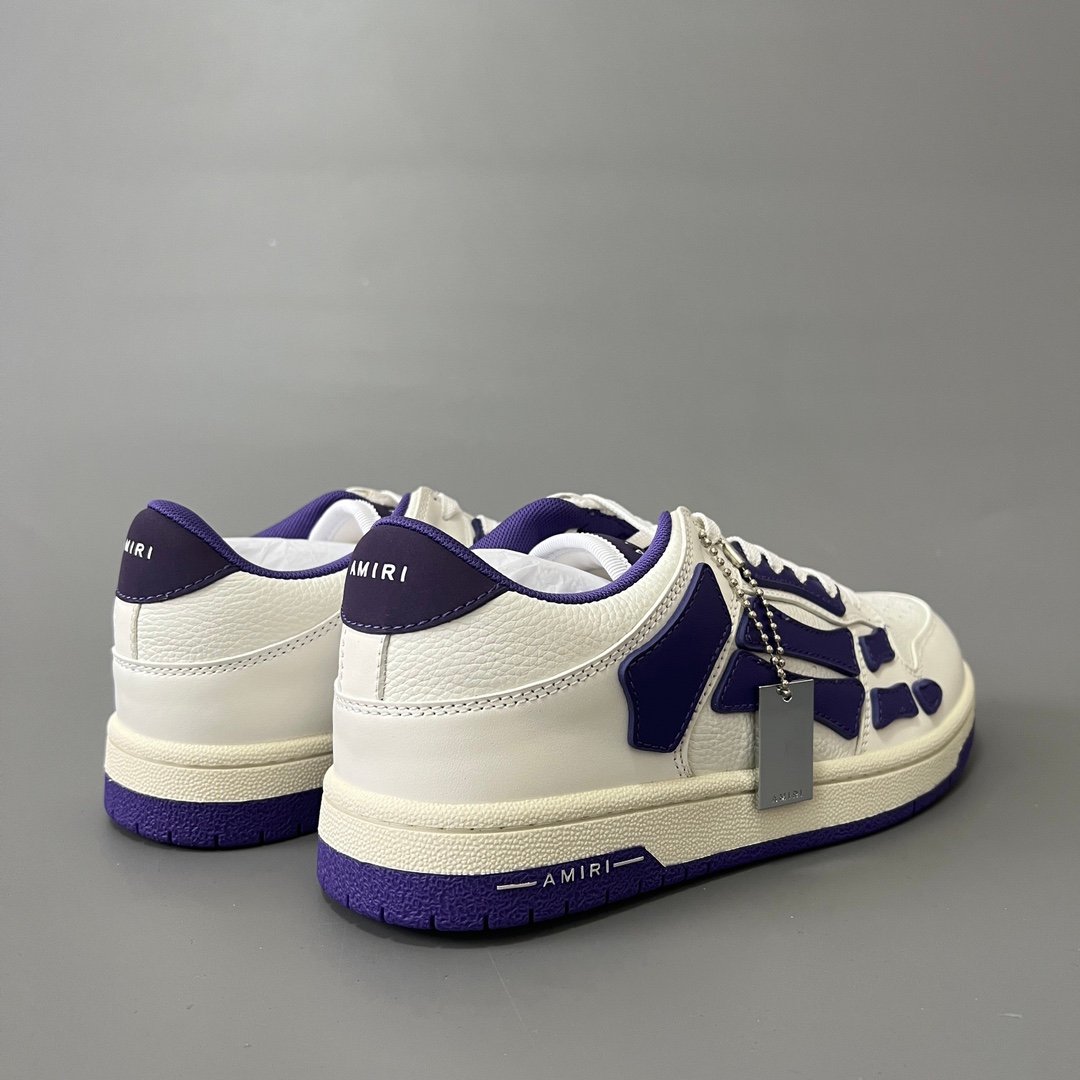 AuroraCustom Amiri Skel Top Low Series Sneakers (Deep Court Purple & Tonal Purple Bone Applique Edition) - Image 4
