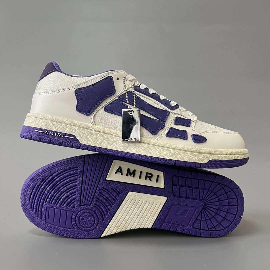 AuroraCustom Amiri Skel Top Low Series Sneakers (Deep Court Purple & Tonal Purple Bone Applique Edition) - Image 6