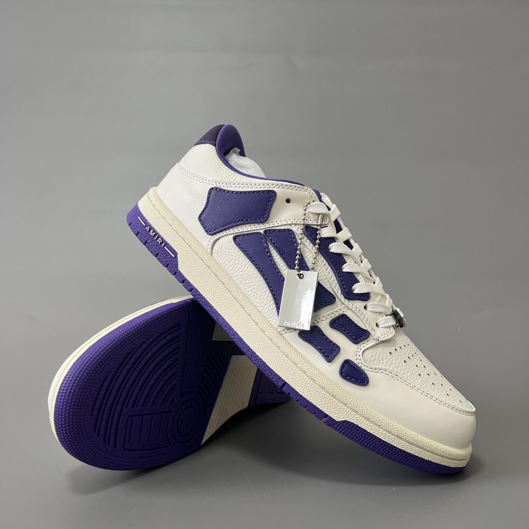 AuroraCustom Amiri Skel Top Low Series Sneakers (Deep Court Purple & Tonal Purple Bone Applique Edition) - Image 7