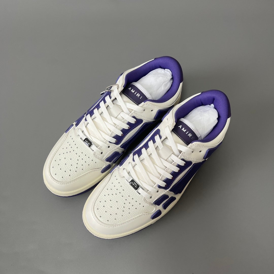 AuroraCustom Amiri Skel Top Low Series Sneakers (Deep Court Purple & Tonal Purple Bone Applique Edition) - Image 8