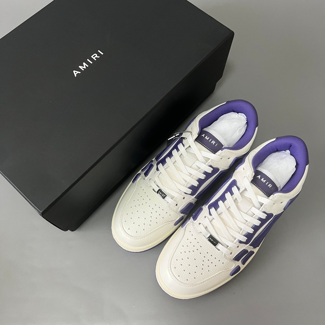 AuroraCustom Amiri Skel Top Low Series Sneakers (Deep Court Purple & Tonal Purple Bone Applique Edition) - Image 9