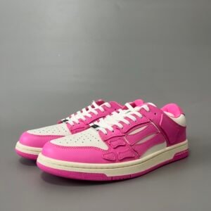 AuroraCustom Amiri Skel Top Low Series Sneakers (Vibrant Bubblegum Pink & Tonal Pink Bone Applique Edition)