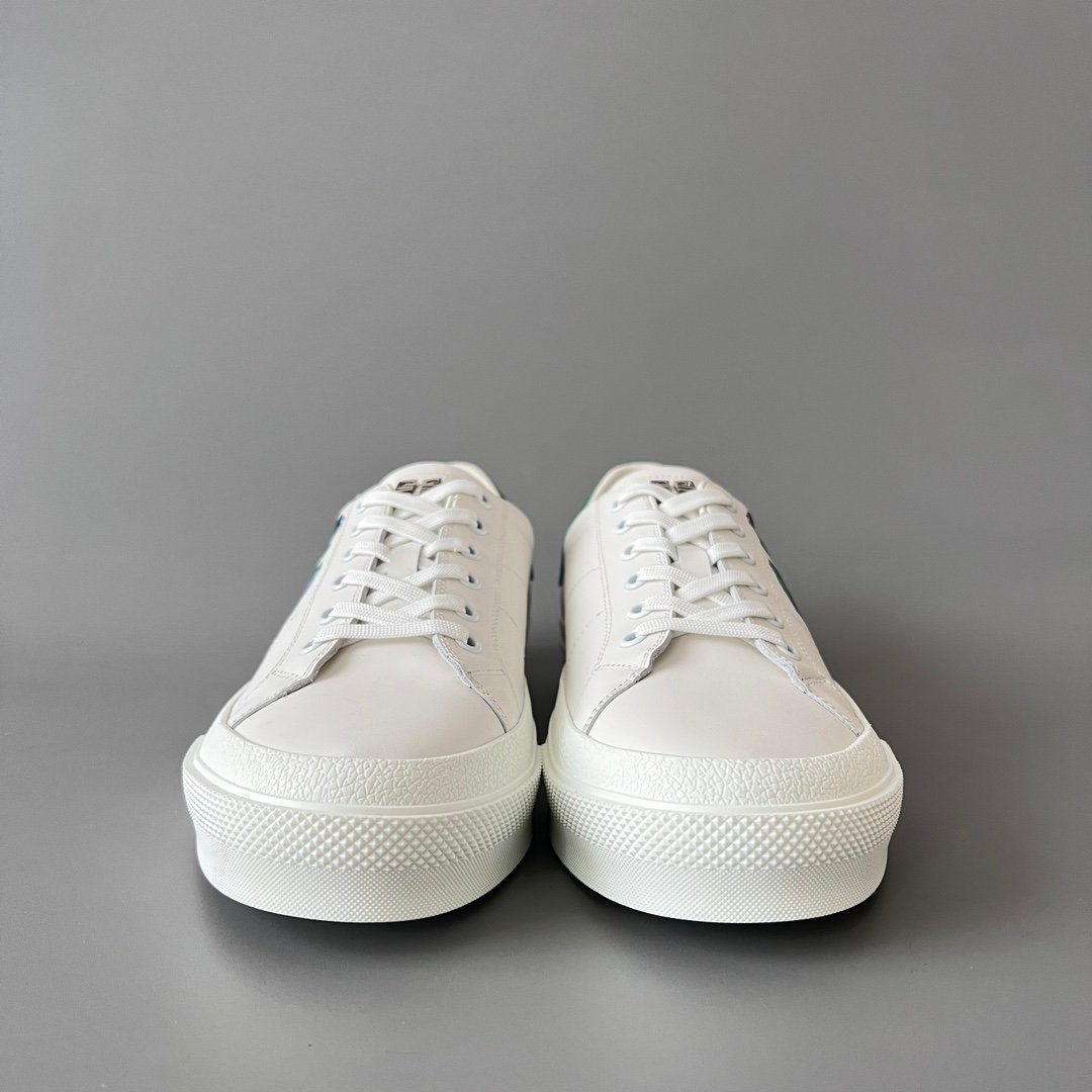 AuroraCustom Givenchy City Court Sneakers (Pristine White Silk Calfskin & Distressed Brushstroke 4G Logo Edition) - Image 2