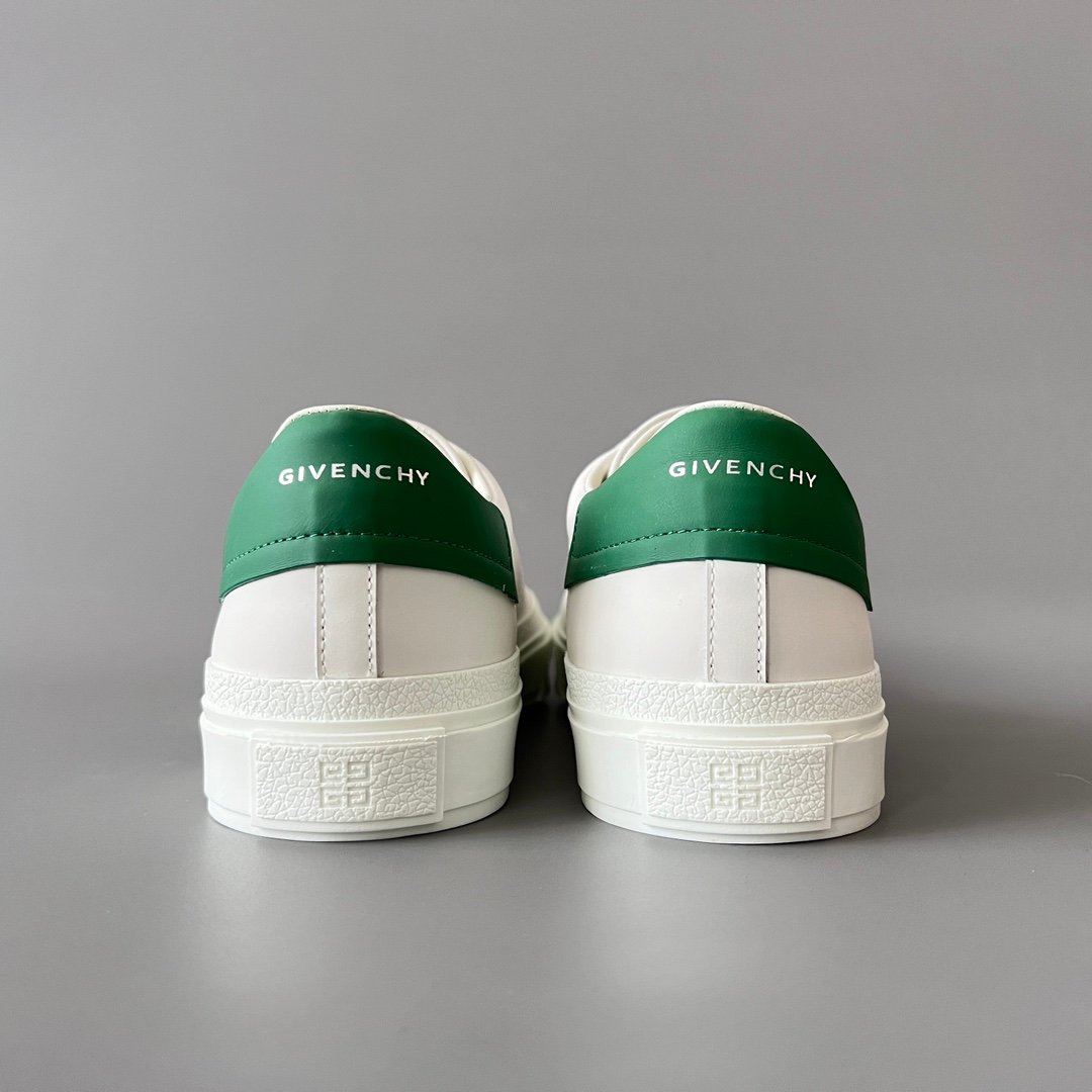 AuroraCustom Givenchy City Court Sneakers (Pristine White Silk Calfskin & Distressed Brushstroke 4G Logo Edition) - Image 5