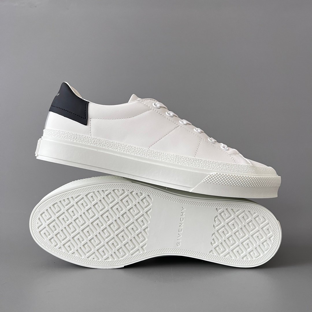 AuroraCustom Givenchy City Court Sneakers (Pristine White Silk Calfskin & Contrast Matte Black Heel Tab Edition) - Image 6