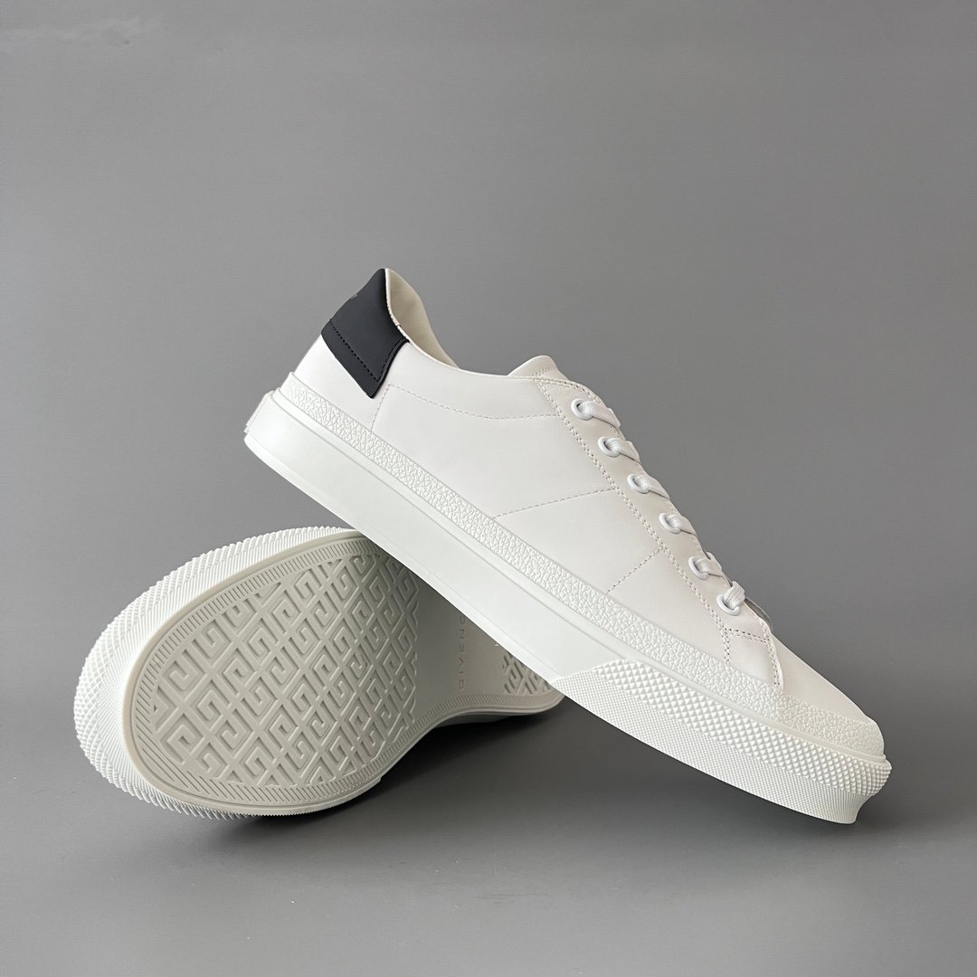 AuroraCustom Givenchy City Court Sneakers (Pristine White Silk Calfskin & Contrast Matte Black Heel Tab Edition) - Image 7