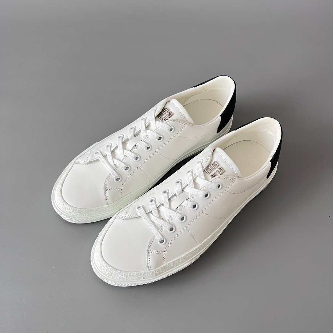 AuroraCustom Givenchy City Court Sneakers (Pristine White Silk Calfskin & Contrast Matte Black Heel Tab Edition) - Image 8