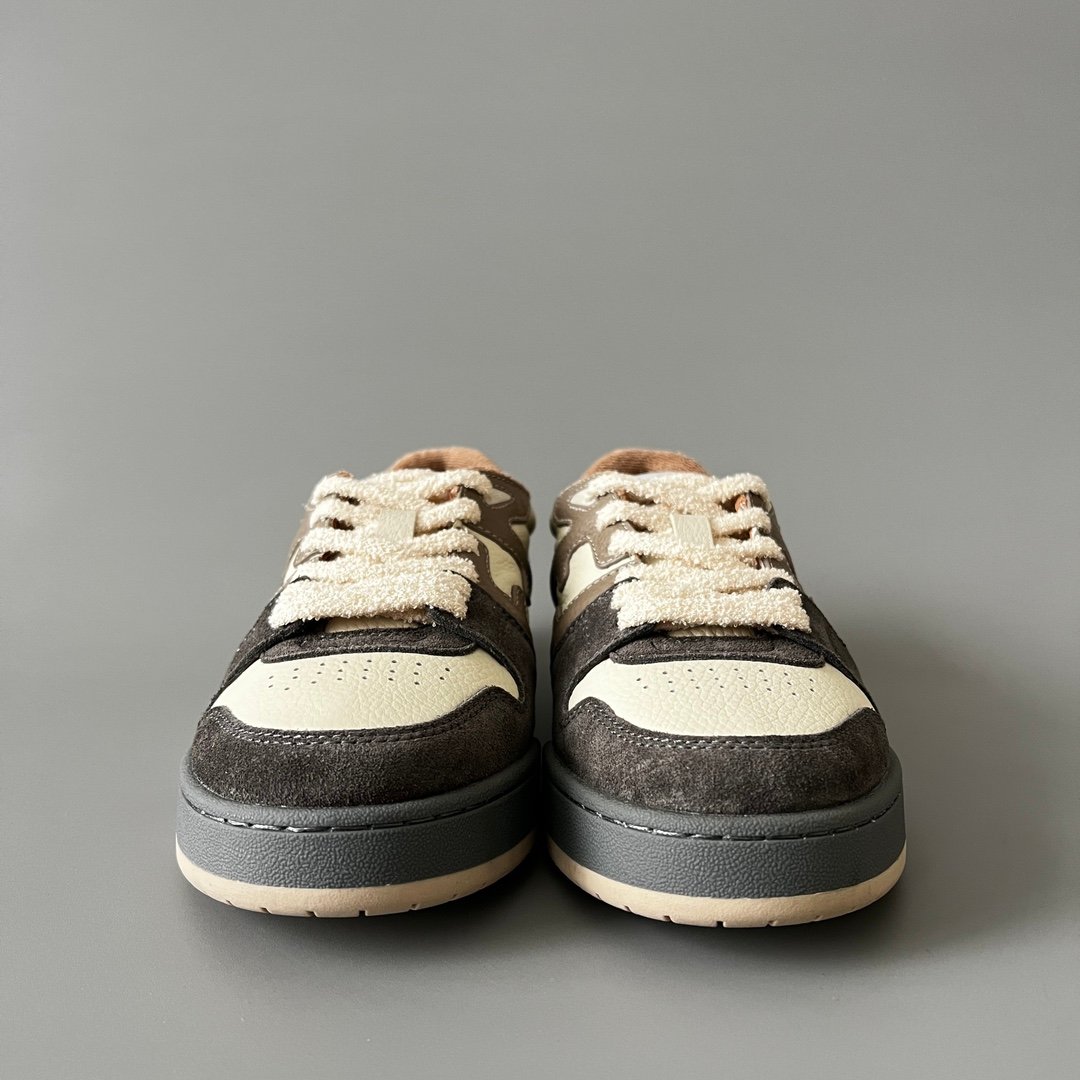 AuroraCustom Fendi Match Retro Sneakers (Pristine Cream Calfskin, Espresso Brown Suede & Mocha Leather Accent Edition) - Image 2