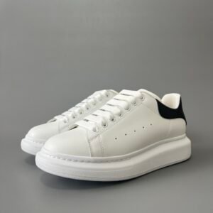 AuroraCustom Alexander McQueen Oversized Sneakers (Premium Off-White Silk Calfskin & Core Velvet Black Leather Heel Tab Edition)