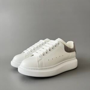 AuroraCustom Alexander McQueen Oversized Sneakers (Premium Off-White Silk Calfskin & Luxury Grey Suede Heel Tab Edition)