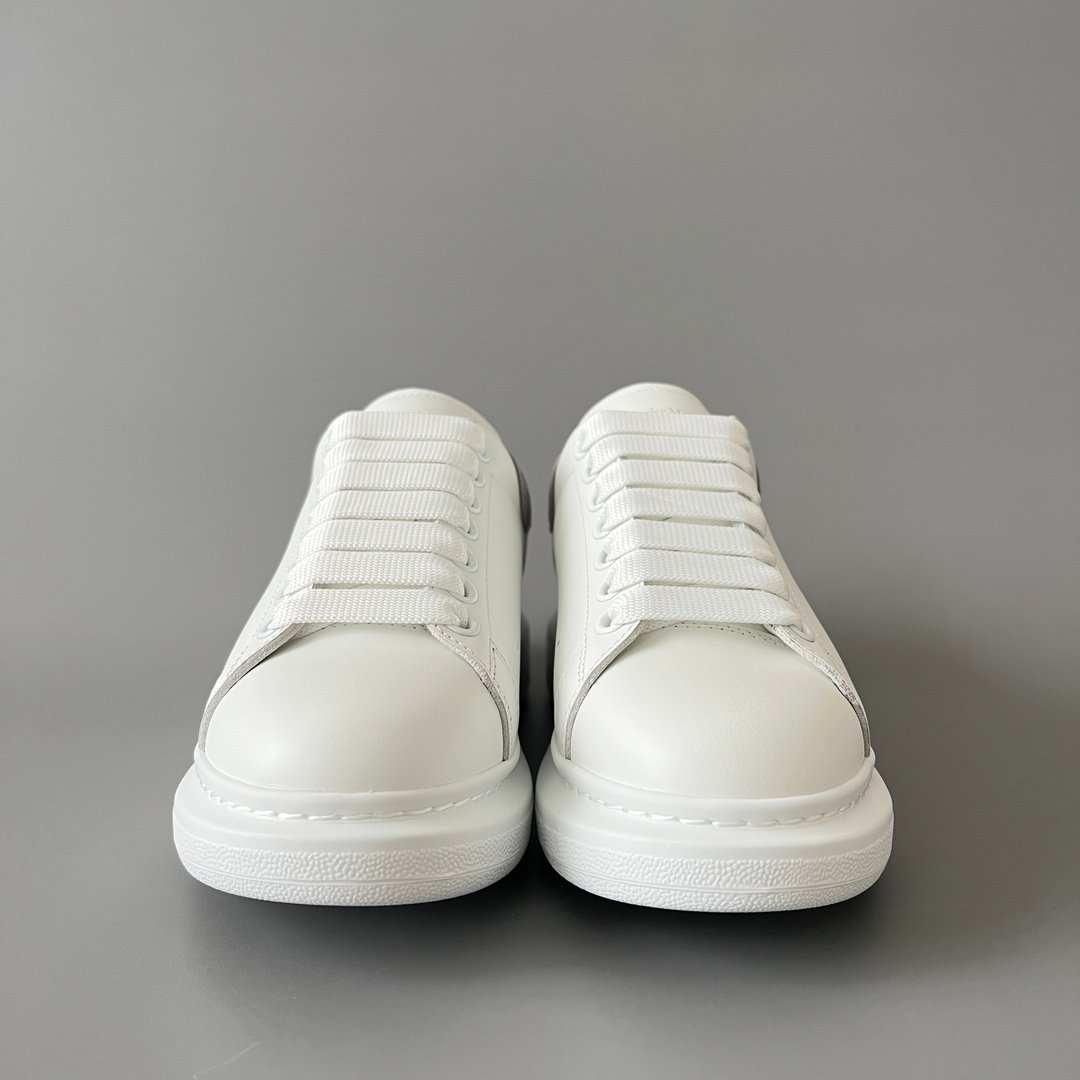 AuroraCustom Alexander McQueen Oversized Sneakers (Premium Off-White Silk Calfskin & Luxury Grey Suede Heel Tab Edition) - Image 2