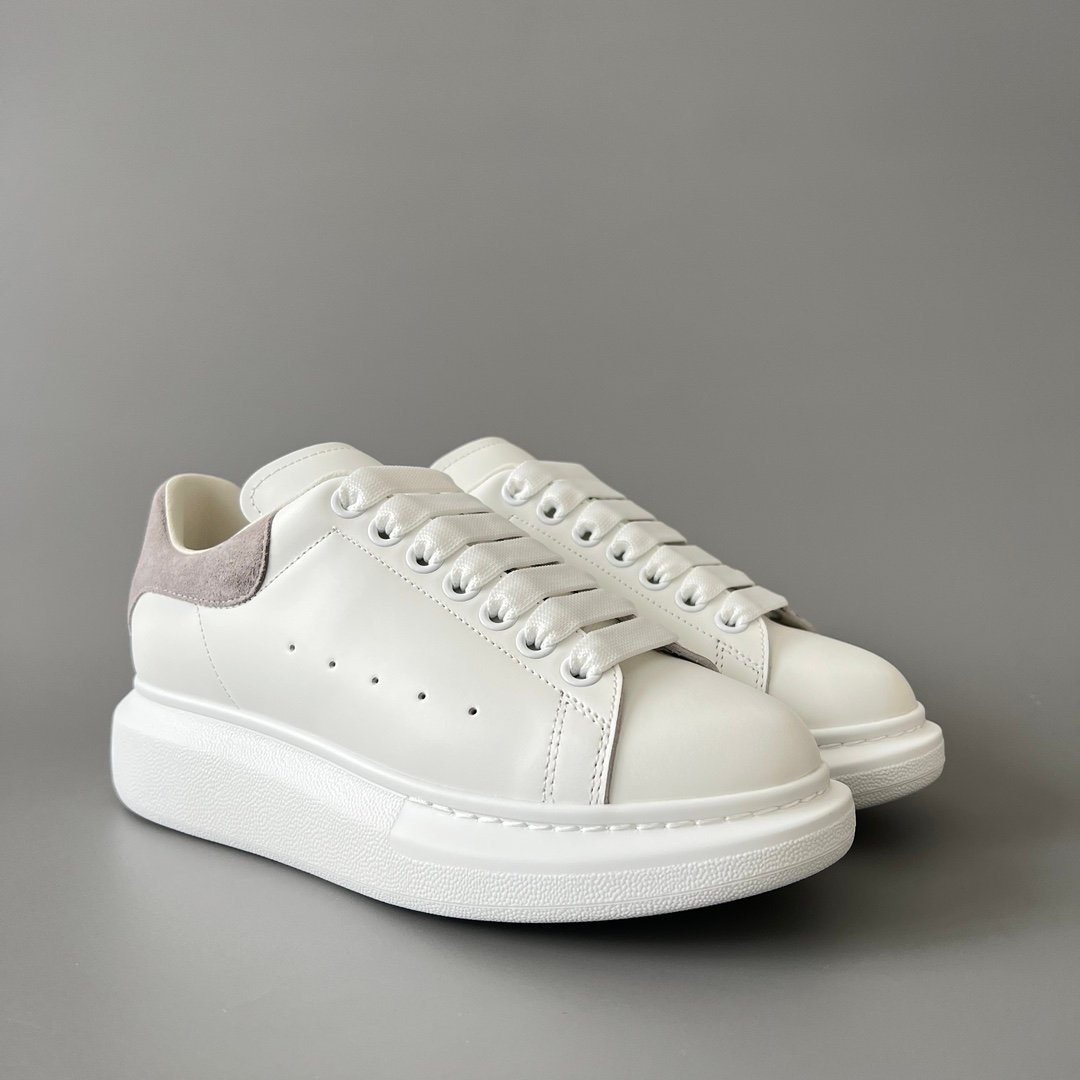 AuroraCustom Alexander McQueen Oversized Sneakers (Premium Off-White Silk Calfskin & Luxury Grey Suede Heel Tab Edition) - Image 3