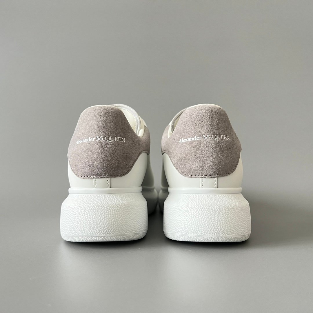 AuroraCustom Alexander McQueen Oversized Sneakers (Premium Off-White Silk Calfskin & Luxury Grey Suede Heel Tab Edition) - Image 5