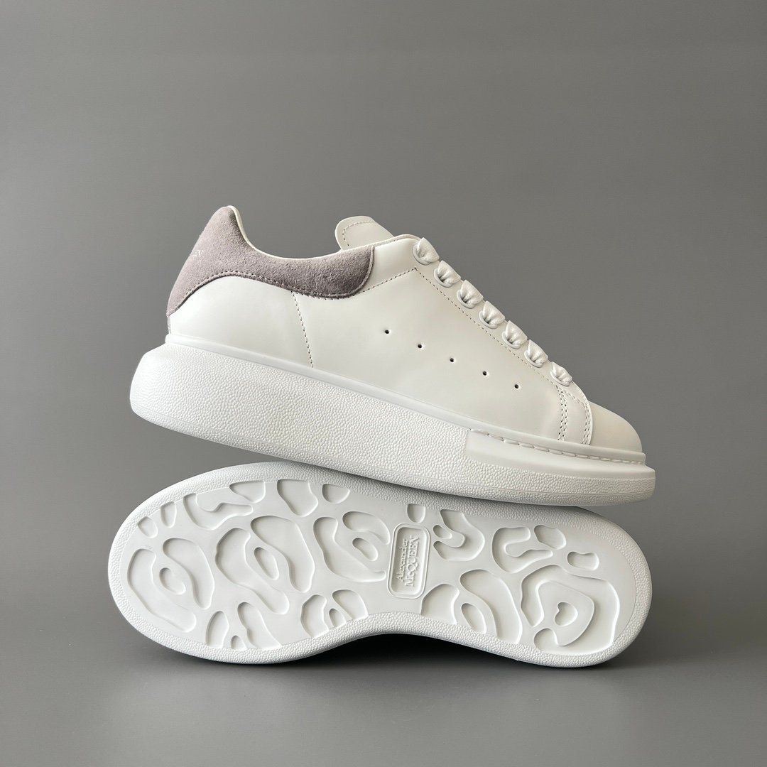 AuroraCustom Alexander McQueen Oversized Sneakers (Premium Off-White Silk Calfskin & Luxury Grey Suede Heel Tab Edition) - Image 6