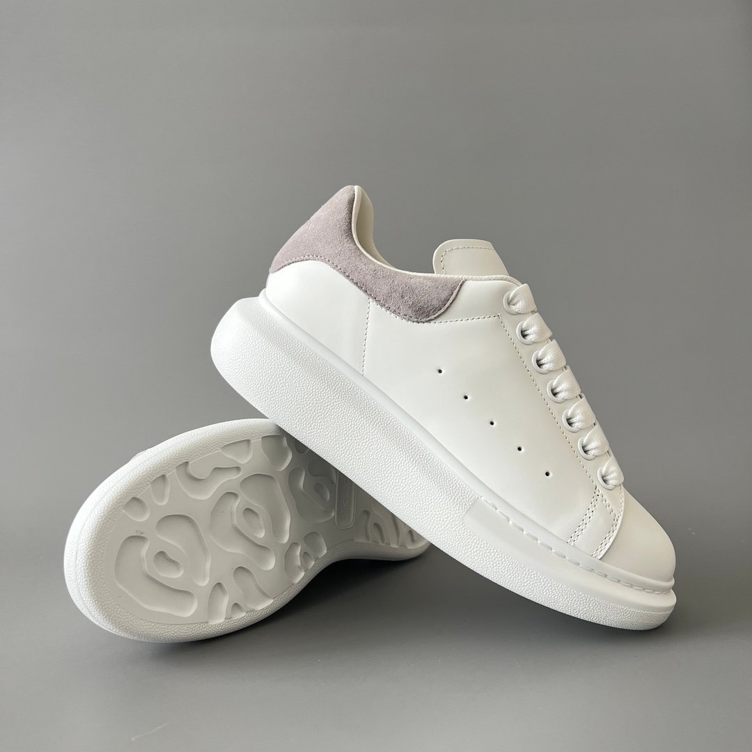 AuroraCustom Alexander McQueen Oversized Sneakers (Premium Off-White Silk Calfskin & Luxury Grey Suede Heel Tab Edition) - Image 7
