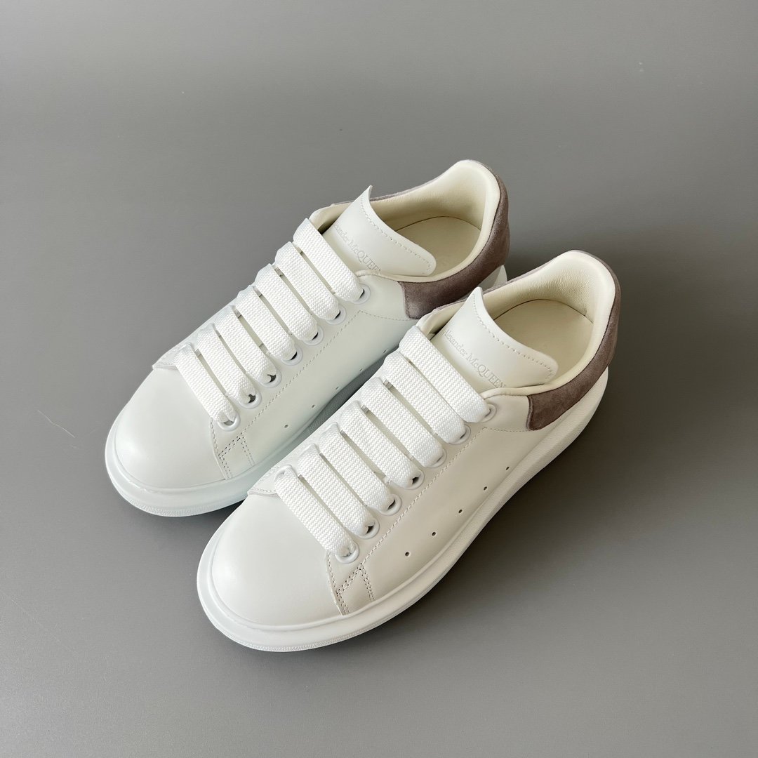 AuroraCustom Alexander McQueen Oversized Sneakers (Premium Off-White Silk Calfskin & Luxury Grey Suede Heel Tab Edition) - Image 8