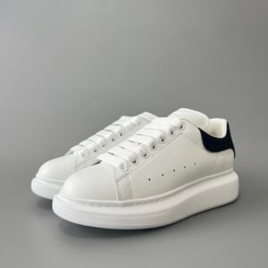 AuroraCustom Alexander McQueen Oversized Sneakers (Premium Off-White Silk Calfskin & Core Velvet Black Suede Heel Tab Edition)