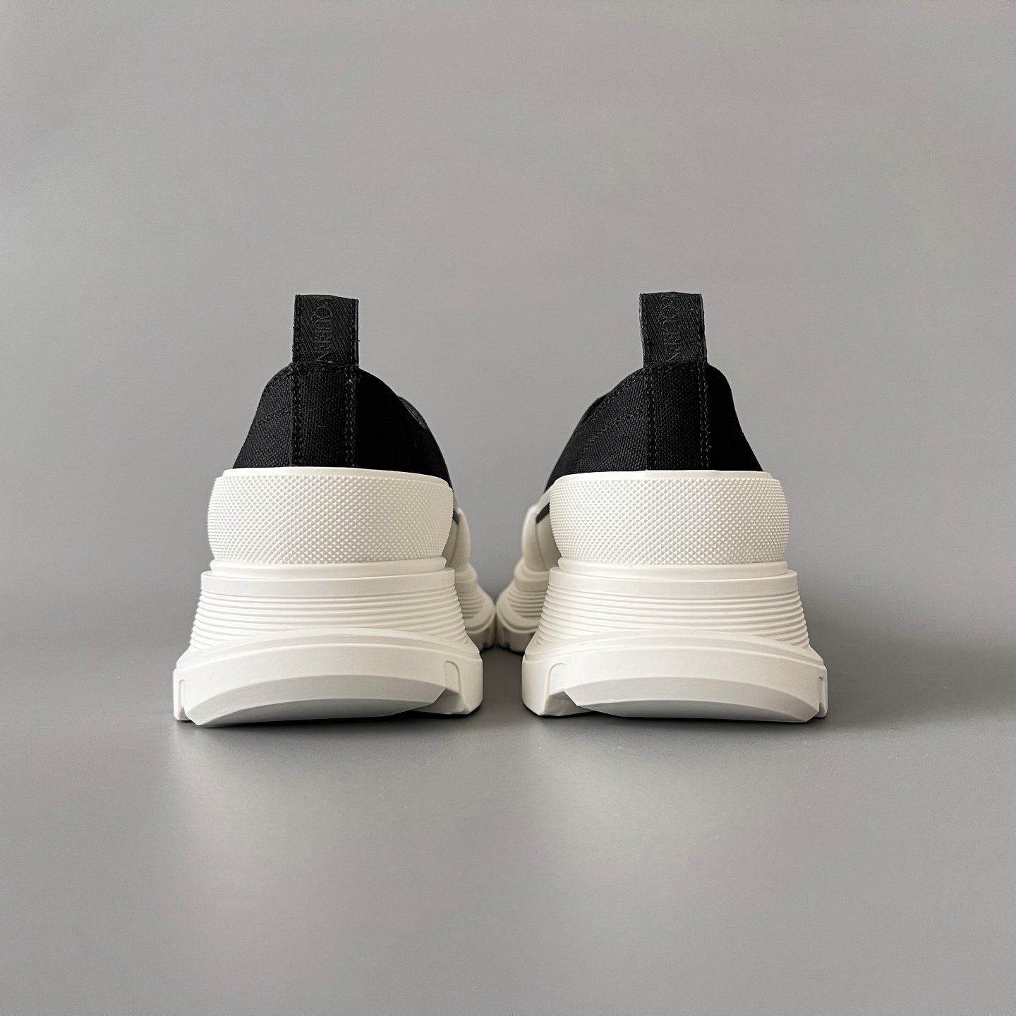 AuroraCustom Alexander McQueen Tread Slick Low-Top Sneakers (Premium High-Density Black Canvas & White Sculpted Lug Sole Edition) - Image 5