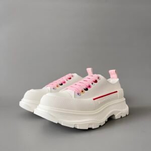 AuroraCustom Alexander McQueen Tread Slick Low-Top Sneakers (Premium High-Density Off-White Canvas & Multicolor Eyelet Candy Accents Women's Edition)