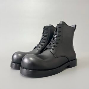 AuroraCustom Bottega Veneta Lace-Up Casual Short Boots (Premium Custom Matte Calfskin Leather & Stacked Leather Sole Men's Edition)