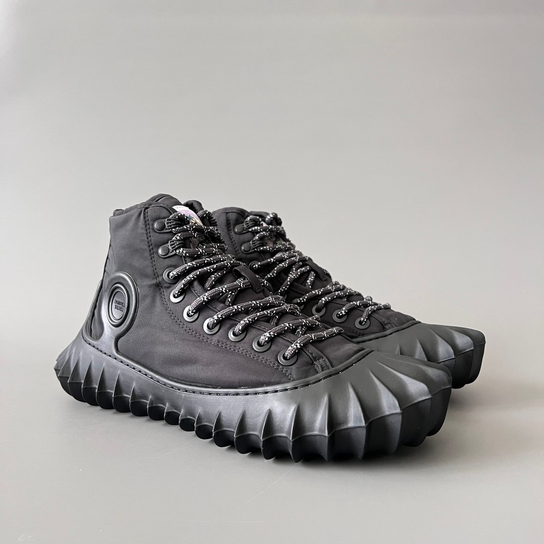 AuroraCustom Bottega Veneta Denver High-Top Casual Sneakers (Premium High-Density Stealth Black Textile & Sculpted TPU Injection Sole Men's Edition) - Image 3
