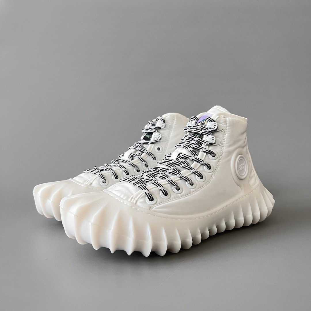 AuroraCustom Bottega Veneta Denver High-Top Casual Sneakers (Premium High-Density Pristine White Textile & Sculpted TPU Injection Sole Men's Edition)