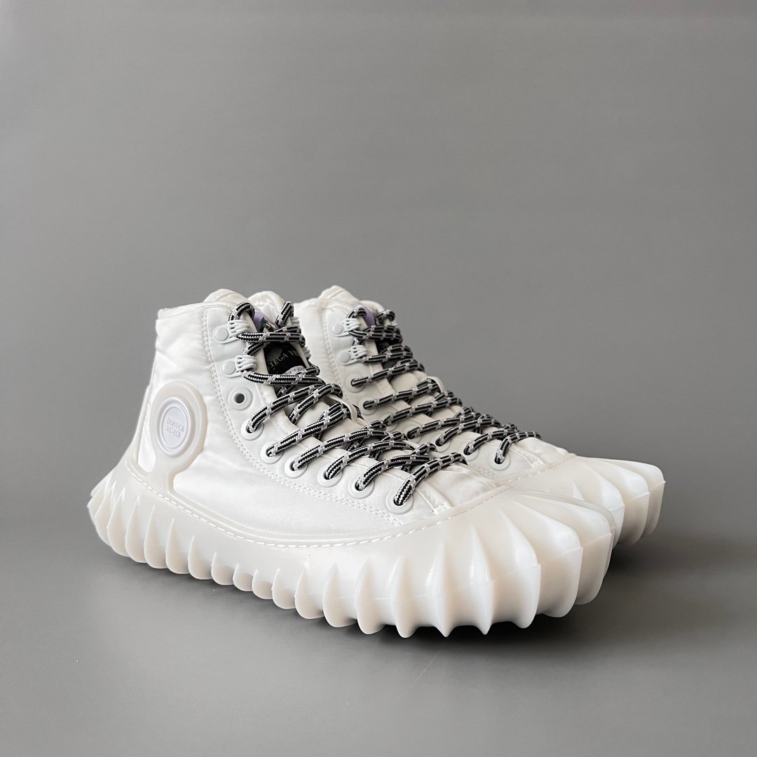 AuroraCustom Bottega Veneta Denver High-Top Casual Sneakers (Premium High-Density Pristine White Textile & Sculpted TPU Injection Sole Men's Edition) - Image 3