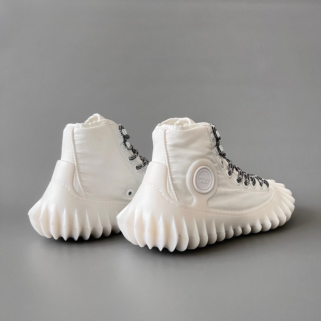 AuroraCustom Bottega Veneta Denver High-Top Casual Sneakers (Premium High-Density Pristine White Textile & Sculpted TPU Injection Sole Men's Edition) - Image 4