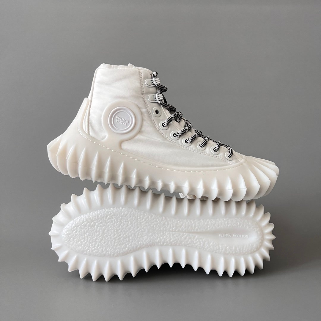 AuroraCustom Bottega Veneta Denver High-Top Casual Sneakers (Premium High-Density Pristine White Textile & Sculpted TPU Injection Sole Men's Edition) - Image 6