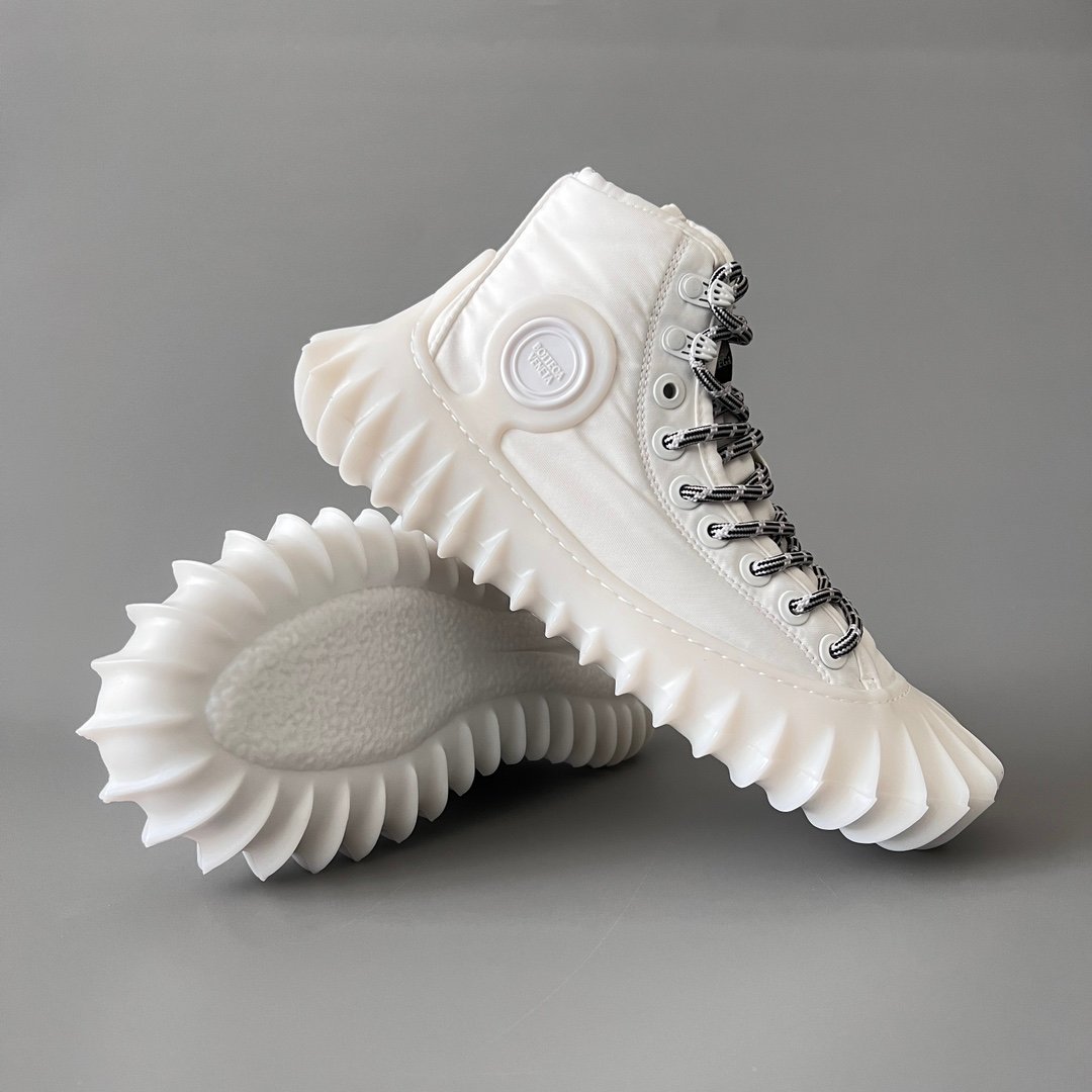 AuroraCustom Bottega Veneta Denver High-Top Casual Sneakers (Premium High-Density Pristine White Textile & Sculpted TPU Injection Sole Men's Edition) - Image 7