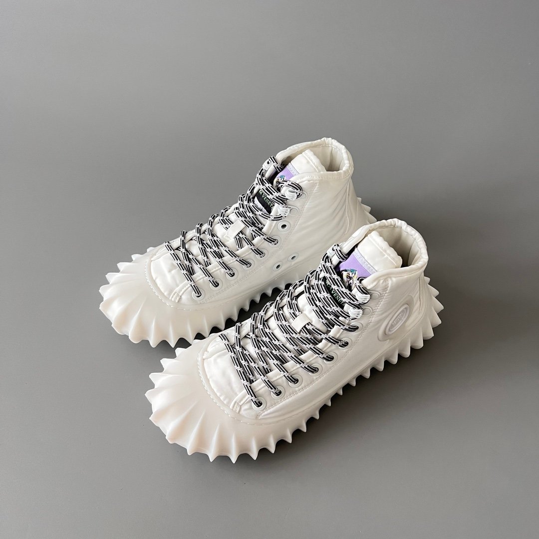 AuroraCustom Bottega Veneta Denver High-Top Casual Sneakers (Premium High-Density Pristine White Textile & Sculpted TPU Injection Sole Men's Edition) - Image 8