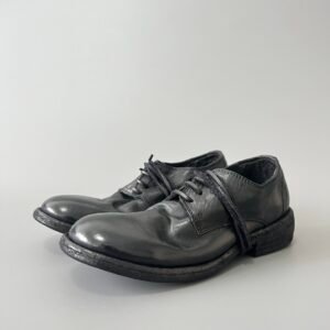 AuroraCustom Guidi 792 Classic Round-Toe Derby Shoes (Handcrafted Goodyear Welted Washed Horse Leather Matte Black Edition)