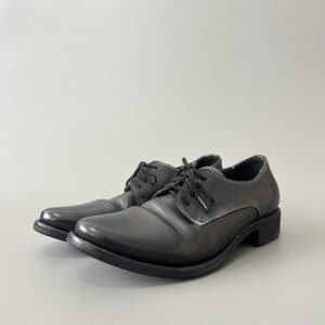 AuroraCustom Guidi 792 Classic Round-Toe Derby Shoes (Handcrafted Goodyear Welted Washed Horse Leather Matte Black Contrast Stitch Edition)