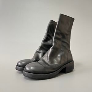 AuroraCustom Guidi PL1 Classic Back-Zip Mid-Calf Short Boots (Handcrafted Goodyear Welted Washed Horse Leather Matte Black Edition)