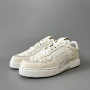AuroraCustom Valentino VL7N Calfskin Fashion Sneakers (Premium Unisex Distressed Calfskin & Suede Paneled Webbing Straps Edition)