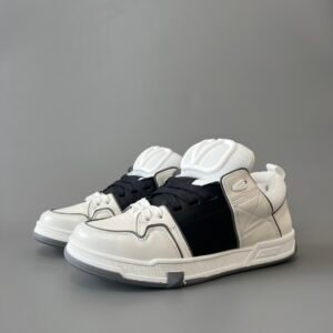 AuroraCustom Valentino Open Skate Low-Top Sneakers (Premium Unisex White & Black Chunky Padded Skate Edition)