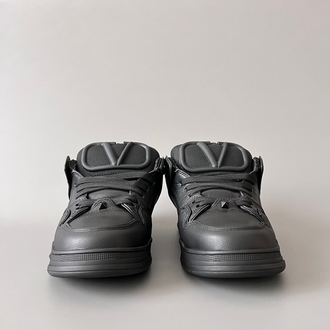AuroraCustom Valentino Open Skate Low-Top Sneakers (Premium Unisex Triple Black Chunky Padded Skate Edition) - Image 2