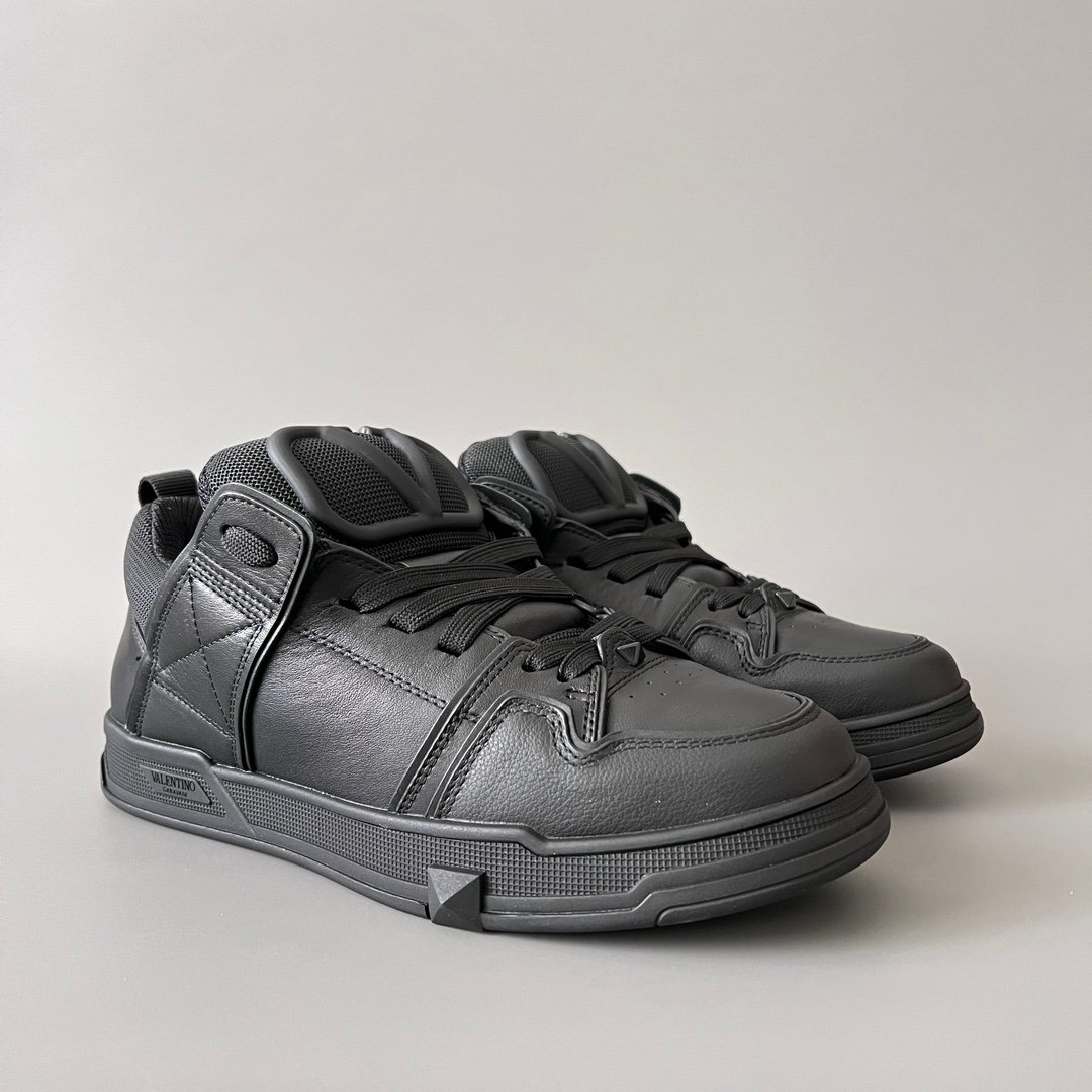 AuroraCustom Valentino Open Skate Low-Top Sneakers (Premium Unisex Triple Black Chunky Padded Skate Edition) - Image 3