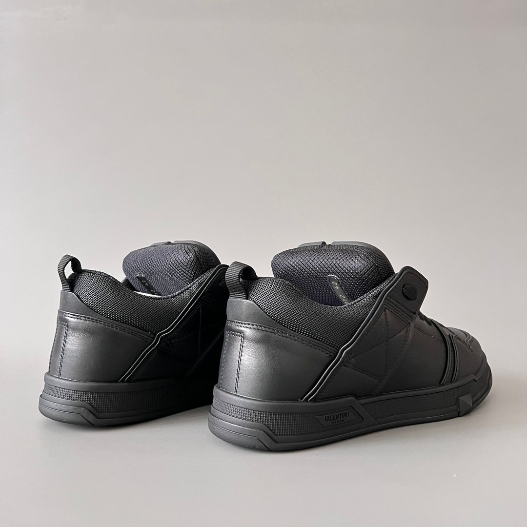 AuroraCustom Valentino Open Skate Low-Top Sneakers (Premium Unisex Triple Black Chunky Padded Skate Edition) - Image 4